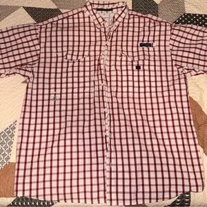Columbia Men's Red and White Checkered Shirt